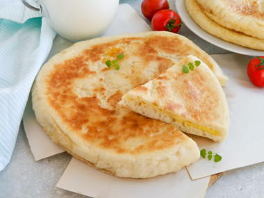 Ossetian cheese pies in a frying pan