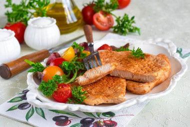 Turkey escalope in a frying pan