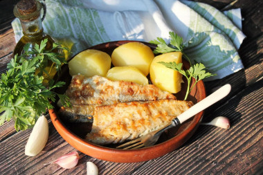 Pollock fillet on a grill pan