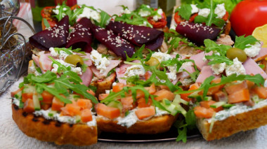 Bruschetta with curd cheese in Italian