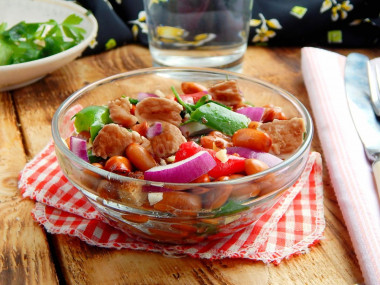 Meat salad with beef