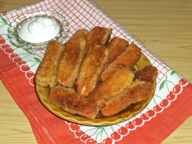 Crab sticks in batter with cheese