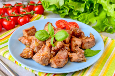 Turkey fillet in pieces in a pan