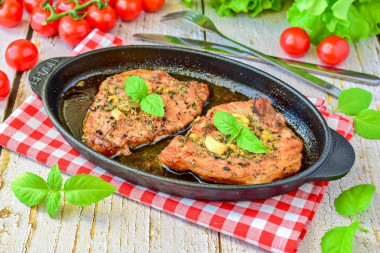 Pork carbonate in a frying pan