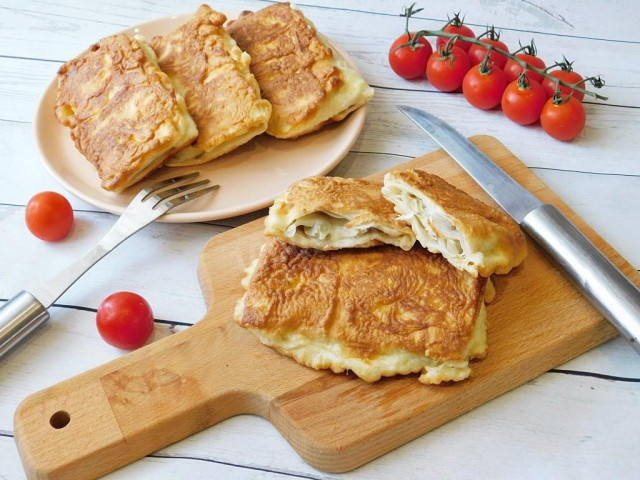 Pita bread in batter with filling