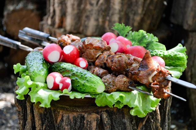 Classic lamb kebab on the grill