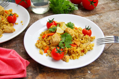 Bulgur pilaf with turkey