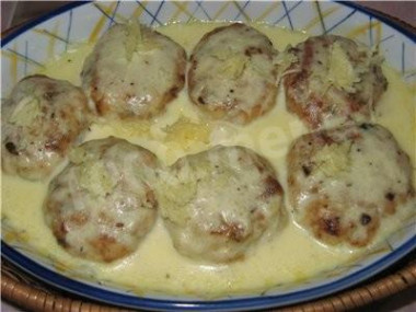 Creamy chicken cutlets without eggs