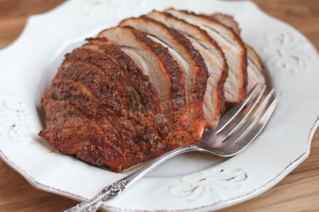 Whole pork baked in the oven