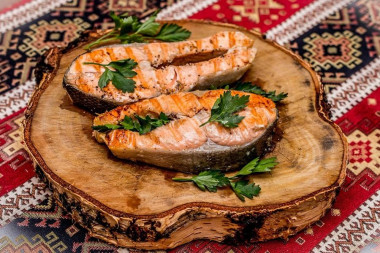 Coho on a grill pan