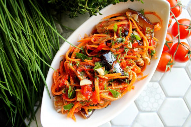 Aubergine carrot and pepper salad