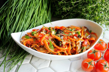 Aubergine carrot and pepper salad