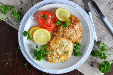 Pork in egg and flour in a frying pan