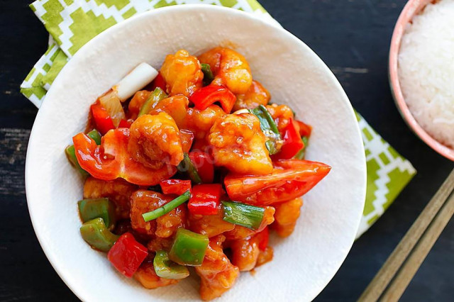 Chicken fillet in sweet and sour sauce