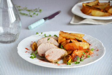 Pork and potatoes in the oven