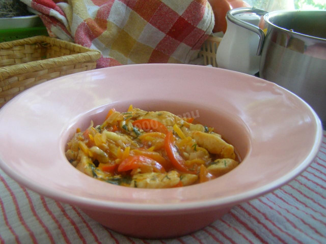 Chicken goulash in a slow cooker