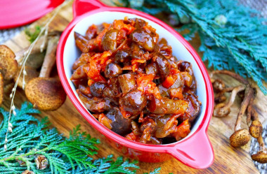 Canned honey mushrooms for winter with carrots