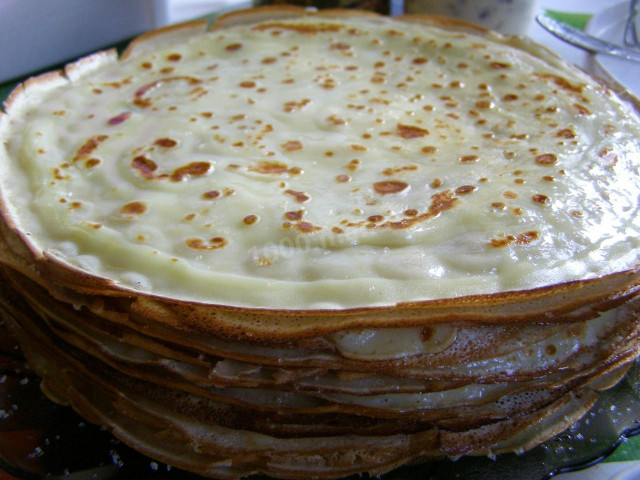 Sweet vanilla pancakes with starch in milk