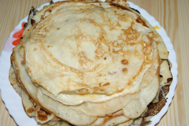 Pancakes in a plastic bottle with whey