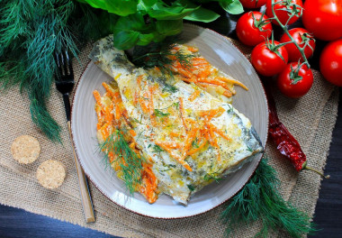 Dorada with vegetables in sour cream