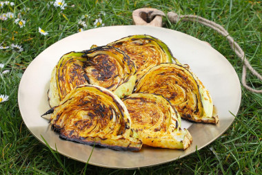 Cabbage on coals on the grill