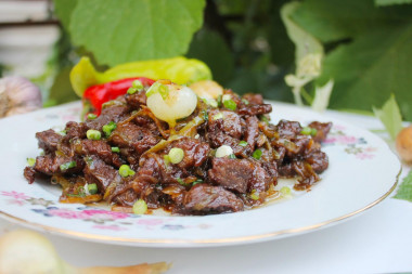 Beef on a fire in a cauldron by Chinese