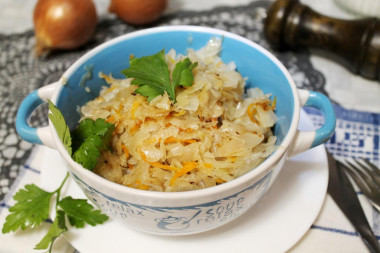 Sauerkraut in a frying pan with vegetable oil