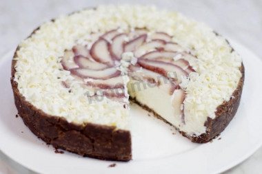 Black and white cake with shortbread and chocolate without baking