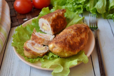 Cordon bleu of chicken with cheese and ham