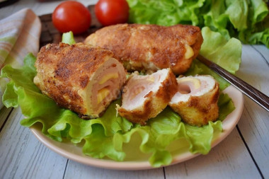 Cordon bleu of chicken with cheese and ham