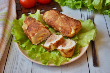 Cordon bleu of chicken with cheese and ham