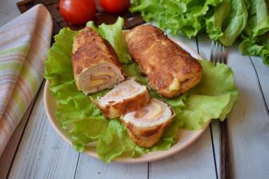 Cordon bleu of chicken with cheese and ham