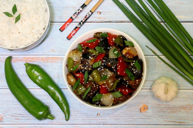 Chinese eggplant in starch