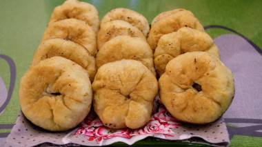 Homemade belyashi with juicy meat filling