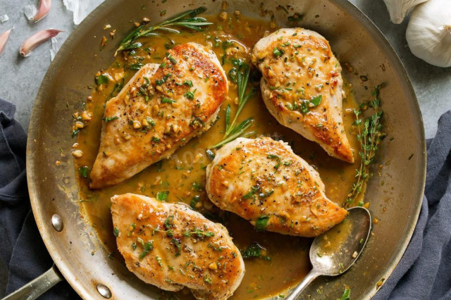 Breast fillet in a frying pan