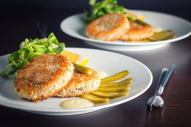 Minced fish in a frying pan