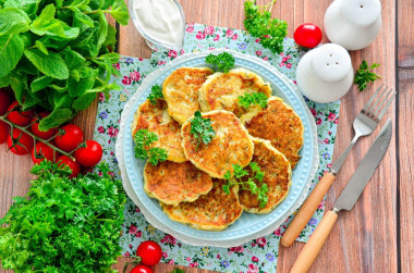 Pancakes made from mashed potatoes in a frying pan