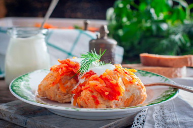 Lazy cabbage rolls with cabbage and minced meat in the oven