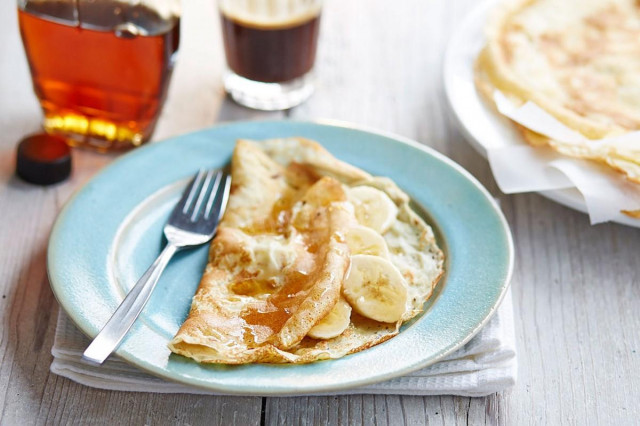 Pancakes made of rice flour and starch in milk