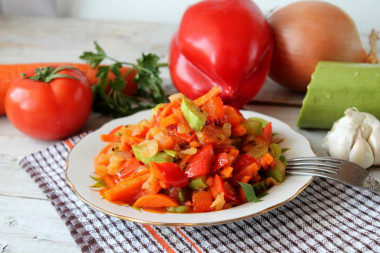 Saute vegetables with zucchini carrots and pepper