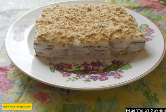 Cookie Cake, sour cream and cream and cottage cheese without baking