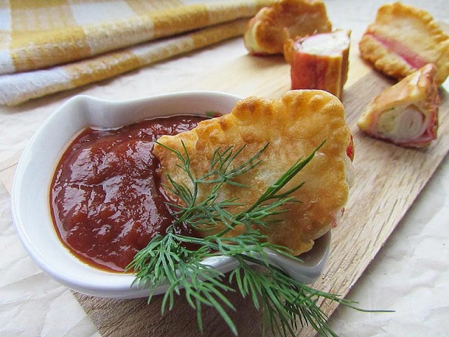 Crab sticks in batter with garlic