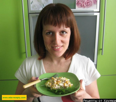 Canned tuna salad.apples and corn