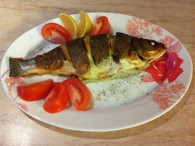 Sea bass in a frying pan