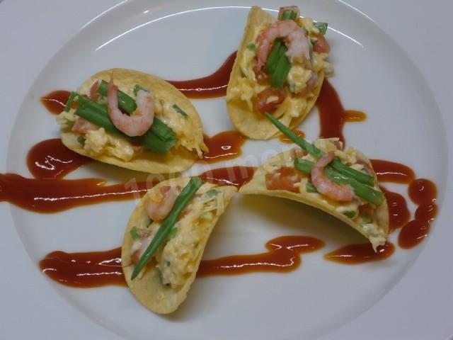 Canapes for a buffet on chips