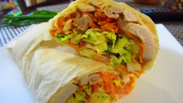 Homemade shawarma with chicken