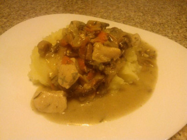 Mushroom gravy with chicken