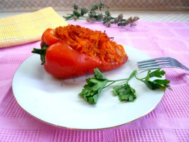 Stuffed pepper baked in the oven with meat