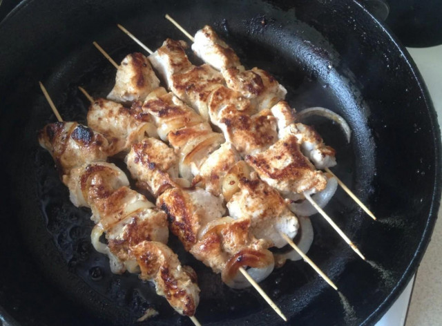 Quick kebab in vegetable oil with spices