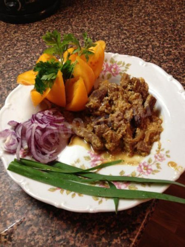 Beef stewed in cream